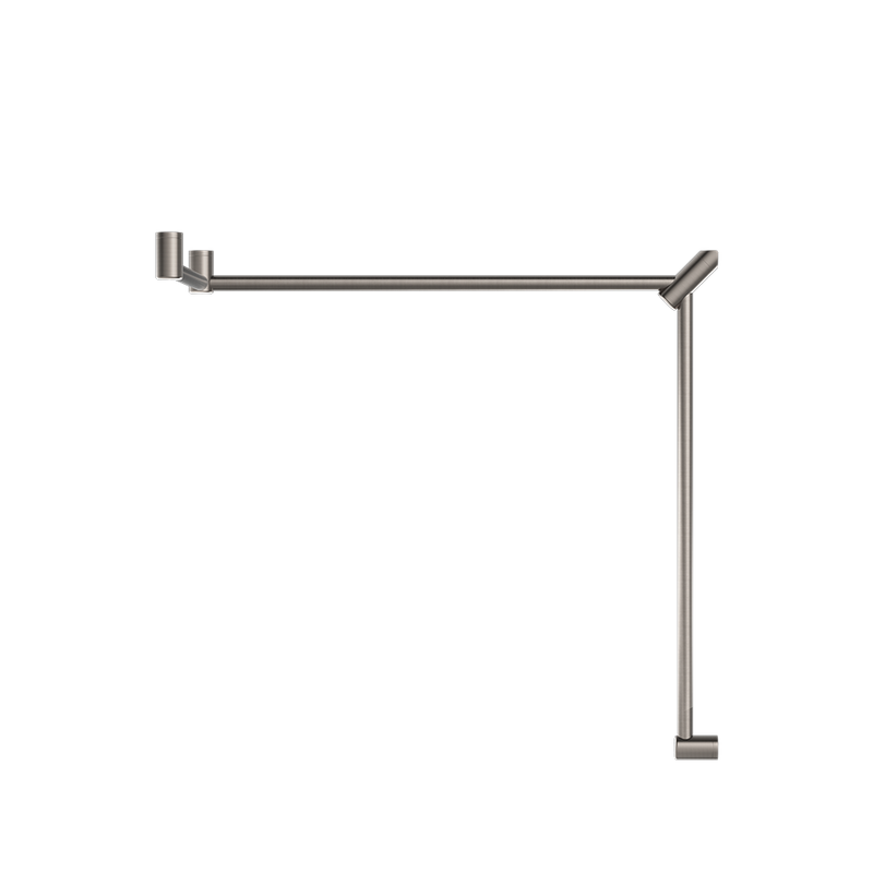 Mecca Care 32mm DDA Toilet Grab Rail Set 90 Degree Continuous 600x1065x1025mm Brushed Nickel