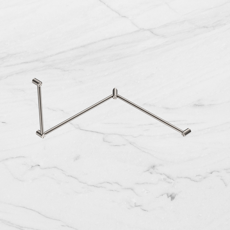 Mecca Care 32mm DDA Toilet Grab Rail Set 90 Degree Continuous 600x1065x1025mm Brushed Nickel