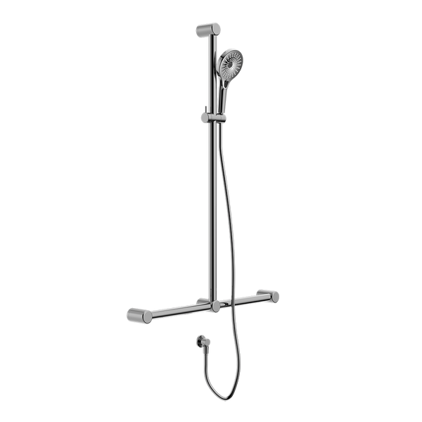 Nero Mecca Care 32mm T Bar Grab Rail and Adjustable Shower Set 1100x750mm Chrome