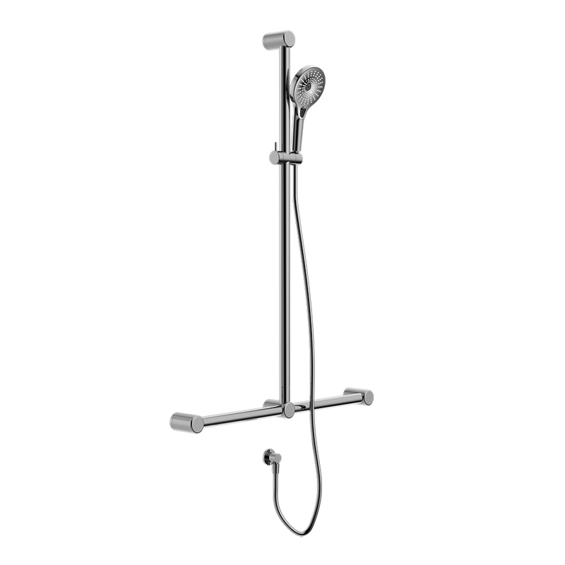 Mecca Care 32mm T Bar Grab Rail and Adjustable Shower Set 1100x750mm Chrome