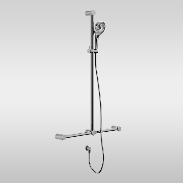 Nero Mecca Care 32mm T Bar Grab Rail and Adjustable Shower Set 1100x750mm Chrome