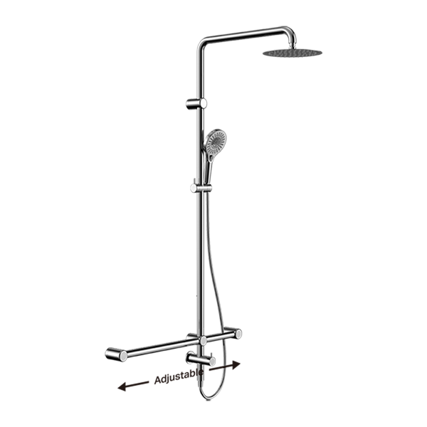 Nero Mecca Care 32mm T Bar Grab Rail 1100x750mm Twin Shower Set Chrome