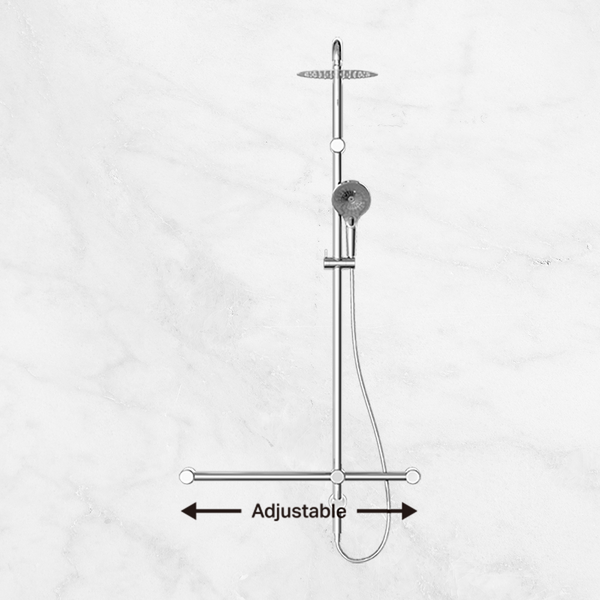 Nero Mecca Care 32mm T Bar Grab Rail 1100x750mm Twin Shower Set Chrome