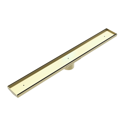 Tile Insert V Channel Floor Grate 89mm Outlet with Hole Saw Brushed Gold