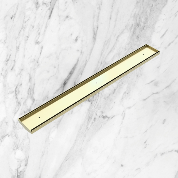 Nero Tile Insert V Channel 900x106mm Floor Grate Without Outlet Brushed Gold