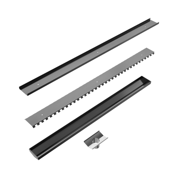 Nero Tile Insert V Channel 900x106mm Floor Grate 90mm Outlet Gunmetal