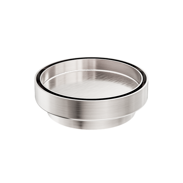 Nero 130mm Round Tile Insert Floor Waste 100mm Outlet Brushed Nickel