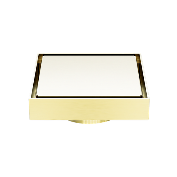 Nero 100mm Square Tile Insert Floor Waste 80mm Outlet Brushed Gold