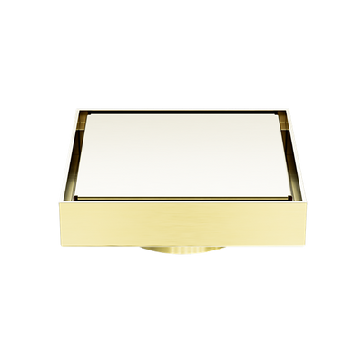 Nero 100mm Square Tile Insert Floor Waste 80mm Outlet Brushed Gold