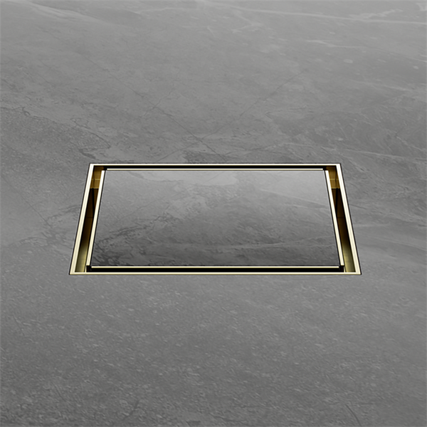 Nero 100mm Square Tile Insert Floor Waste 80mm Outlet Brushed Gold
