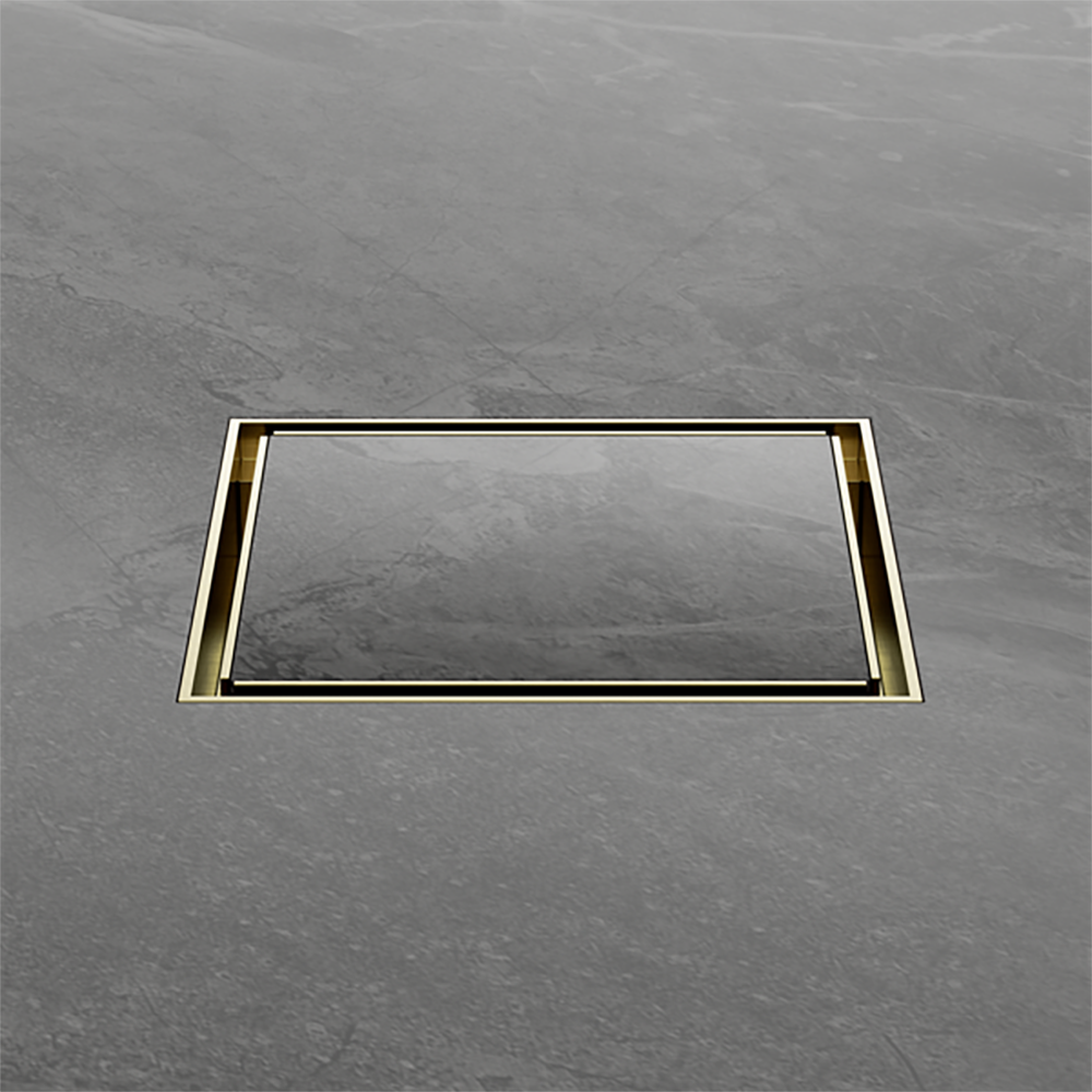 Nero 130mm Square Tile Insert Floor Waste 80mm Outlet Brushed Gold ...