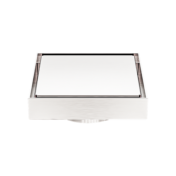 Nero 130mm Square Tile Insert Floor Waste 80mm Outlet Brushed Nickel