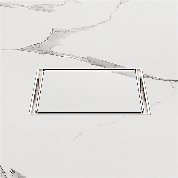 Nero 130mm Square Tile Insert Floor Waste 80mm Outlet Brushed Nickel