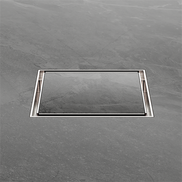 Nero 130mm Square Tile Insert Floor Waste 80mm Outlet Brushed Nickel