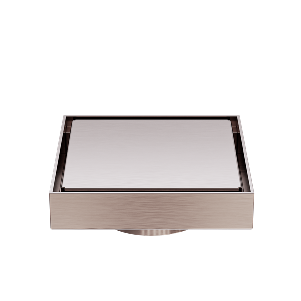 Nero 100mm Square Tile Insert Floor Waste 80mm Outlet Brushed Bronze