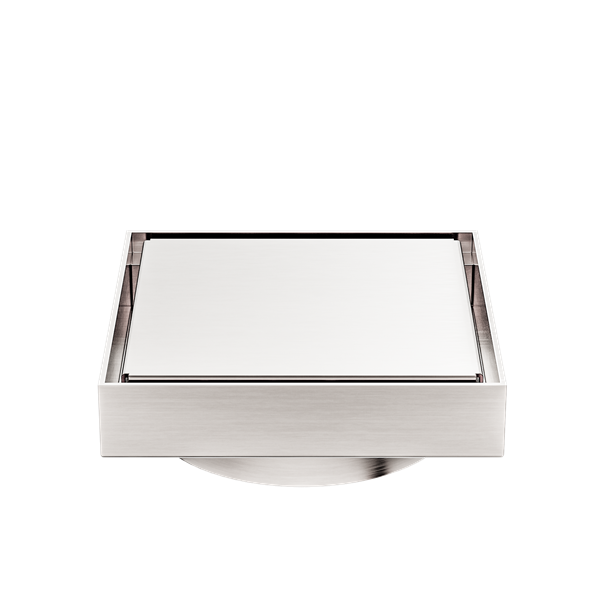 Nero 130mm Square Tile Insert Floor Waste 100mm Outlet Brushed Nickel
