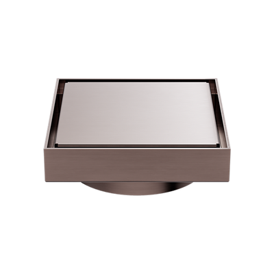 Nero 130mm Square Tile Insert Floor Waste 100mm Outlet Brushed Bronze