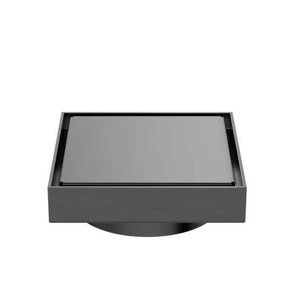 Nero 130mm Square Tile Insert Floor Waste 100mm Outlet Gun Metal