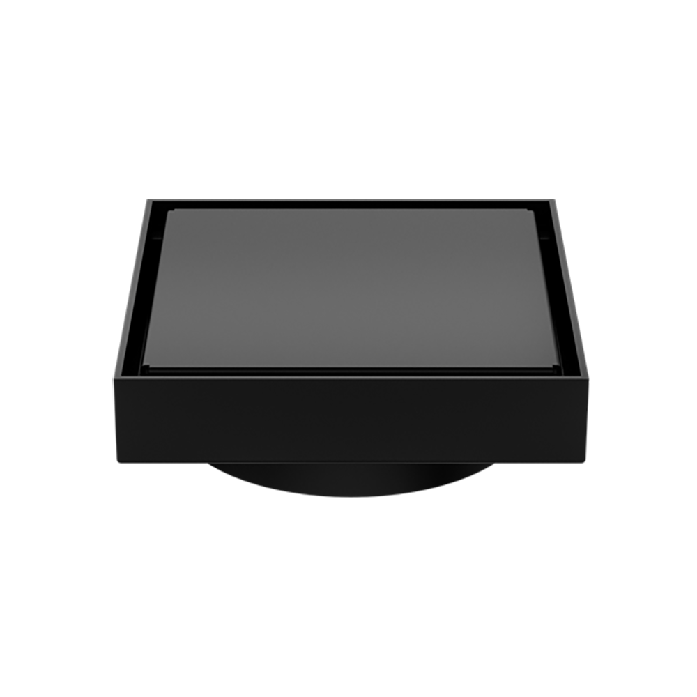 Nero 130mm Square Tile Insert Floor Waste 100mm Outlet Matte Black Buildmat