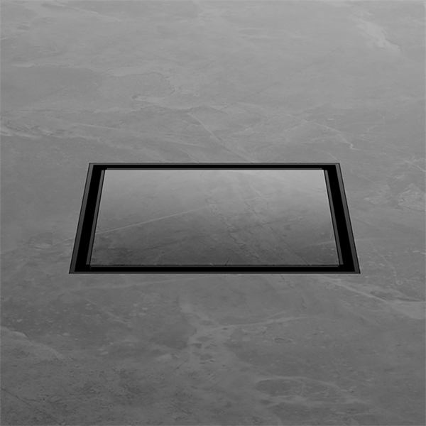 Nero 130mm Square Tile Insert Floor Waste 100mm Outlet Matte Black