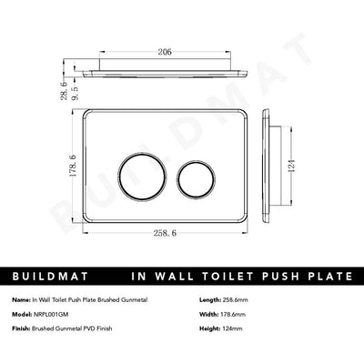 In Wall Toilet Push Plate Brushed Gunmetal
