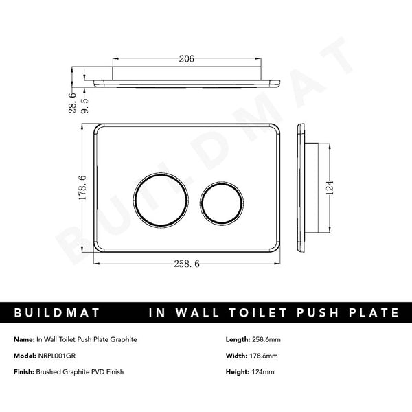 Nero In Wall Toilet Push Plate Graphite