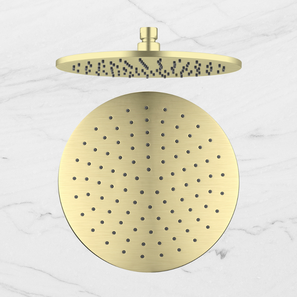 Nero Round Shower Head 250mm Brushed Gold