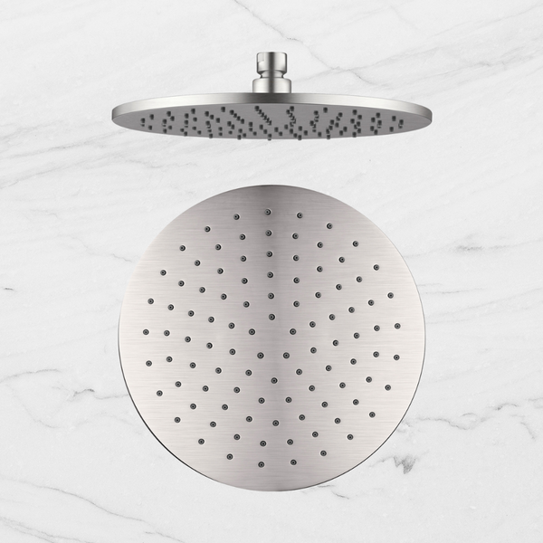 Nero Round Shower Head 250mm Brushed Nickel