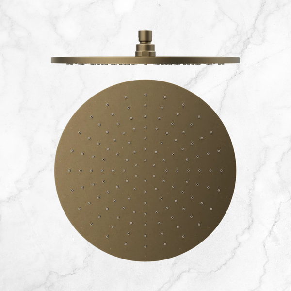 Nero 300mm Round Shower Head Tumbled Antique Brass