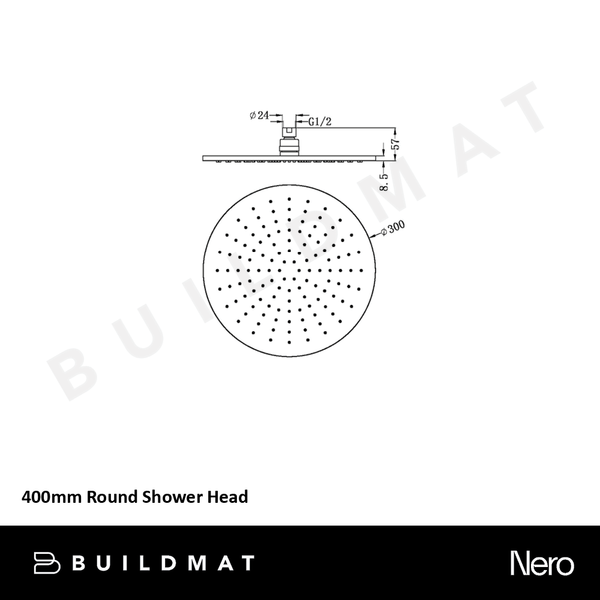 Nero 400mm Round Shower Head Chrome