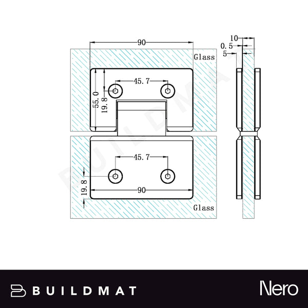 Nero 180 Degree Glass to Glass Shower Hinge 10mm Glass Brushed Bronze