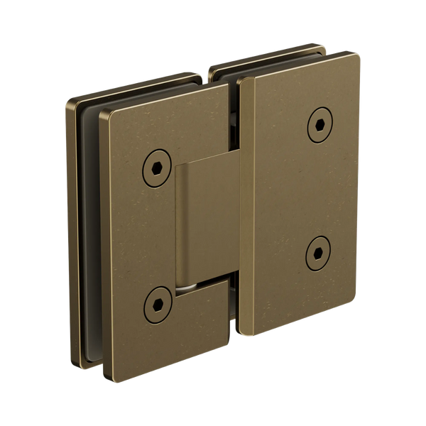 Nero 180 Degree Glass To Glass Shower Hinge 10mm Glass Tumbled Antique Brass