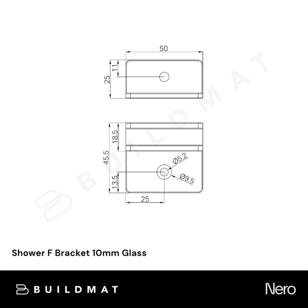 Nero Shower F Bracket 10mm Glass Tumbled Antique Brass