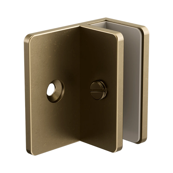 Nero Shower F Bracket 10mm Glass Tumbled Antique Brass