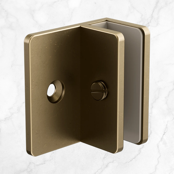 Nero Shower F Bracket 10mm Glass Tumbled Antique Brass