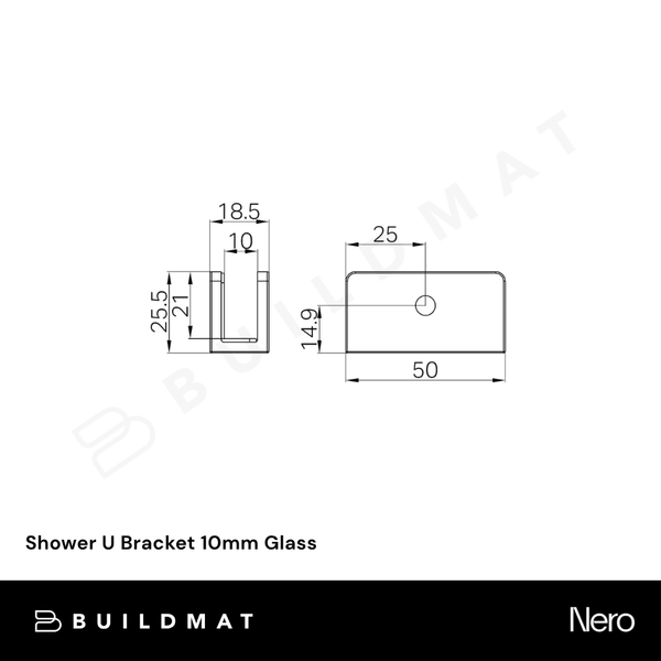 Nero Shower U Bracket 10mm Glass Tumbled Antique Brass