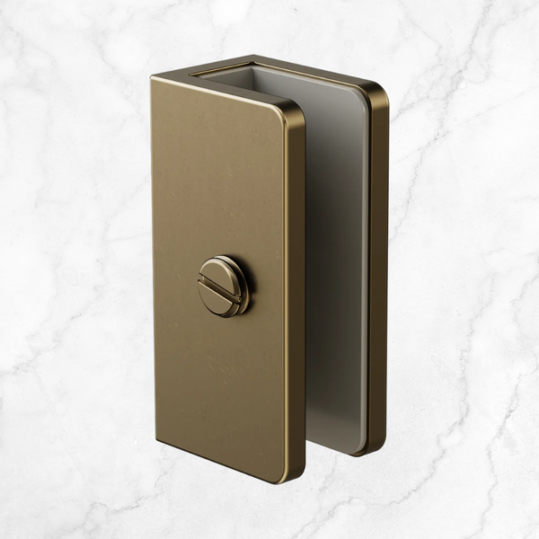 Nero Shower U Bracket 10mm Glass Tumbled Antique Brass