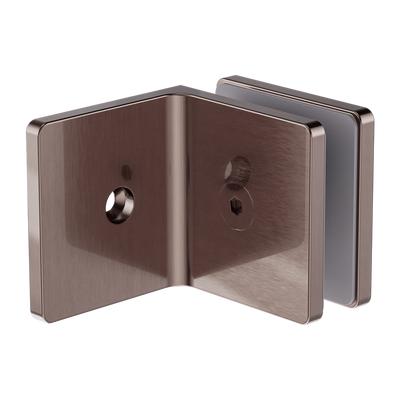 Nero 90 Degree Glass to Wall Bracket 10mm Glass Brushed Bronze