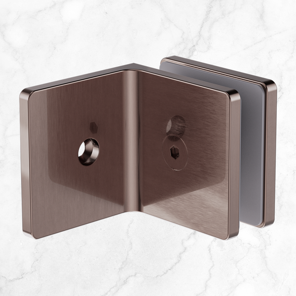 Nero 90 Degree Glass to Wall Bracket 10mm Glass Brushed Bronze