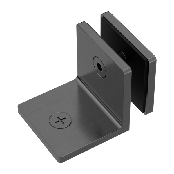 Nero 90 Degree Glass To Wall Bracket 10mm Glass Gun Metal