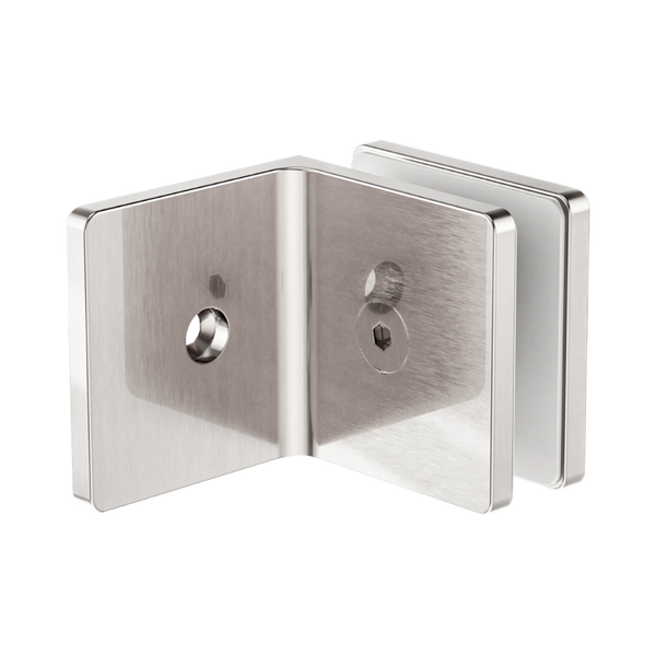 Nero 90 Degree Glass To Wall Bracket 10mm Glass Brushed Nickel