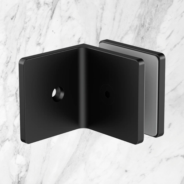 Nero 90 Degree Glass To Wall Bracket 10mm Glass Matte Black