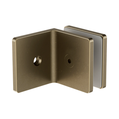 Nero 90 Degree Glass To Wall Bracket 10mm Glass Tumbled Antique Brass
