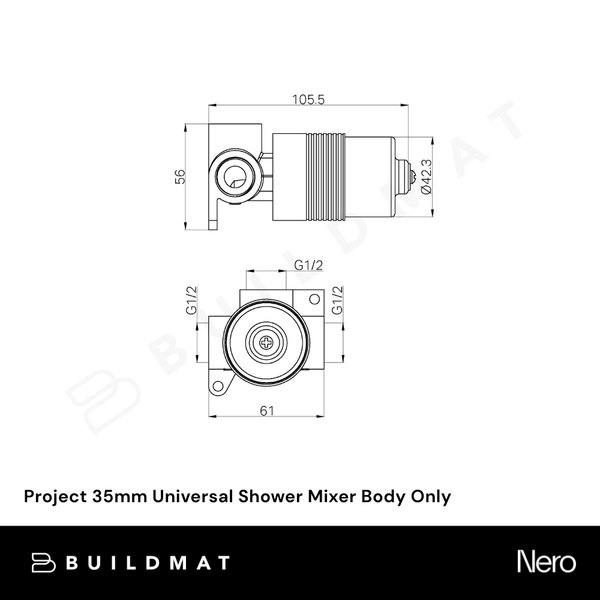Nero Project 35mm Universal Shower Mixer Body Only