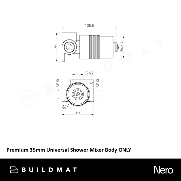 Nero Premium 35mm Universal Shower Mixer Body Only