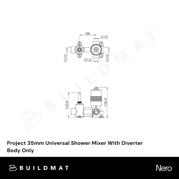 Nero Project 35mm Universal Shower Mixer With Diverter Body Only