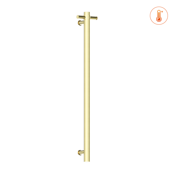 Nero Heated Vertical Towel Rail Brushed Gold