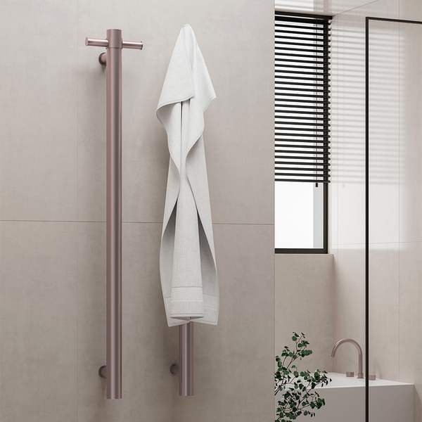 Nero Mecca 240V Single Vertical Heated Towel Rail Brushed Bronze