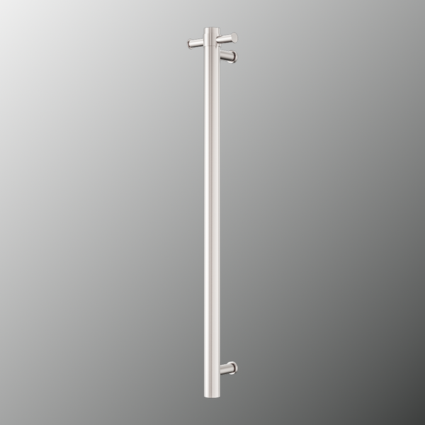 Nero Mecca 240V Single Vertical Heated Towel Rail Brushed Nickel