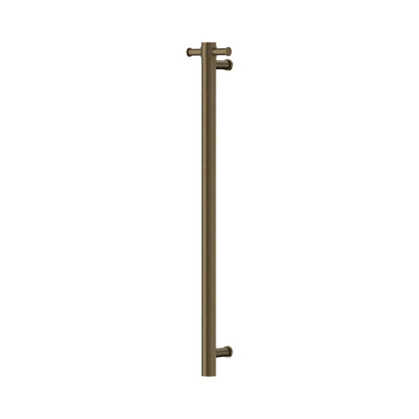 Nero Mecca 12V Single Vertical Heated Towel Rail Tumbled Antique Brass